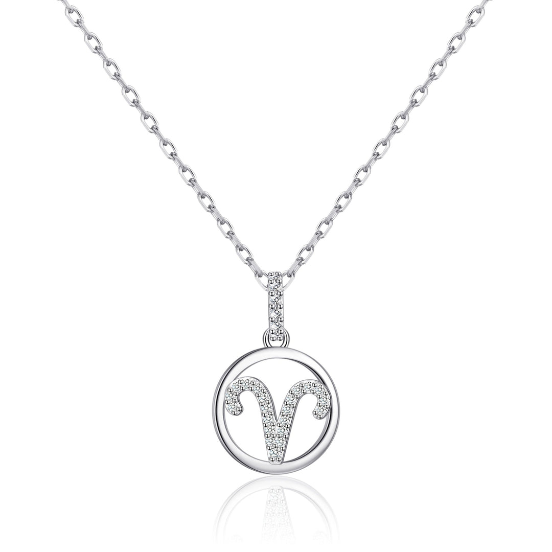 Aries Star Sign Zodiac Necklace with Zircondia® Crystals - Philip Jones Jewellery