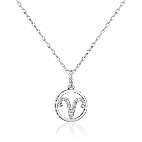 Aries Star Sign Zodiac Necklace with Zircondia® Crystals - Philip Jones Jewellery