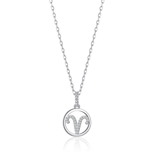 Aries Star Sign Zodiac Necklace with Zircondia® Crystals - Philip Jones Jewellery