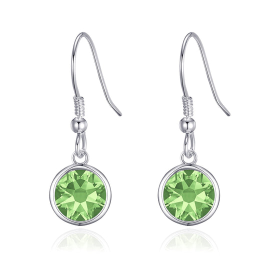 August Birthstone Drop Earrings Created with Peridot Zircondia® Crystals - Philip Jones Jewellery