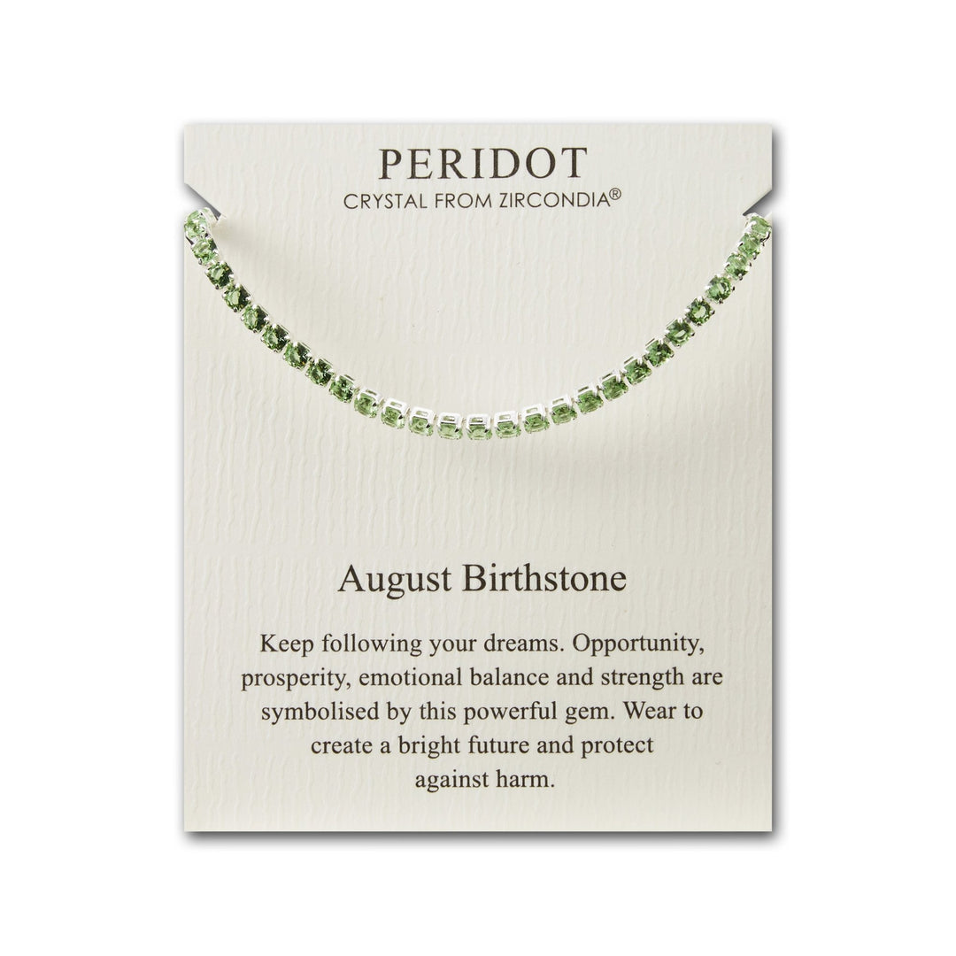 August Birthstone Friendship Bracelet with Peridot Zircondia® Crystals - Philip Jones Jewellery
