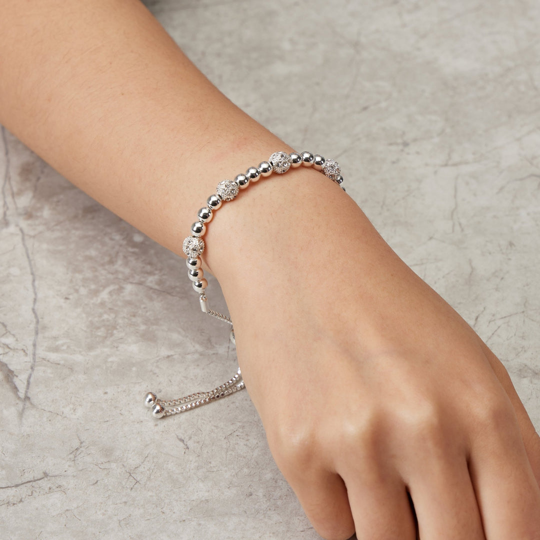 Beaded Friendship Bracelet Created with Zircondia® Crystals - Philip Jones Jewellery