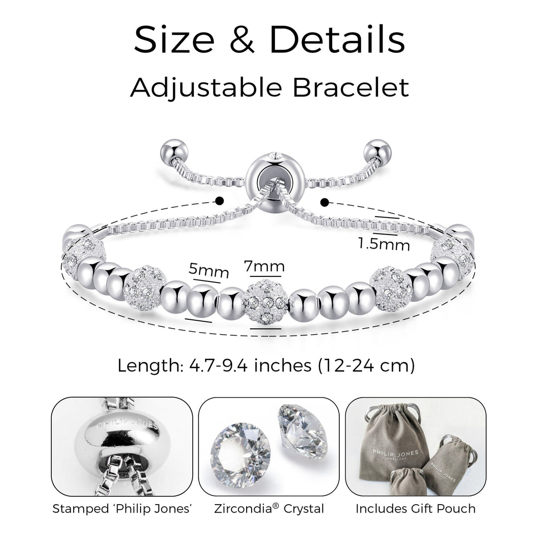 Beaded Friendship Bracelet Created with Zircondia® Crystals - Philip Jones Jewellery