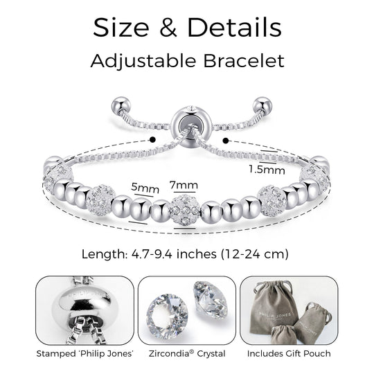 Beaded Friendship Bracelet Created with Zircondia® Crystals - Philip Jones Jewellery