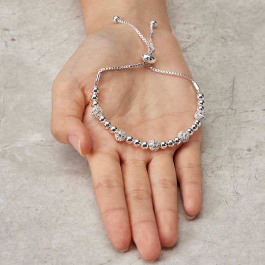 Beaded Friendship Bracelet Created with Zircondia® Crystals - Philip Jones Jewellery
