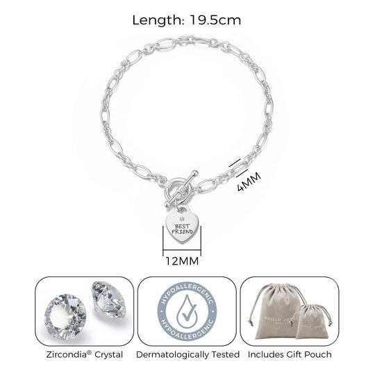 Best Friend Charm Bracelet Created with Zircondia® Crystals - Philip Jones Jewellery