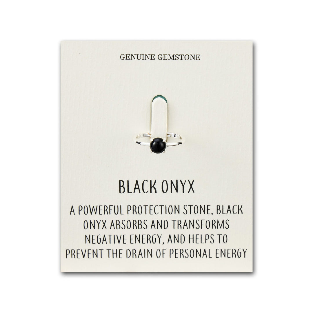 Black Onyx Adjustable Ring with Quote Card - Philip Jones Jewellery