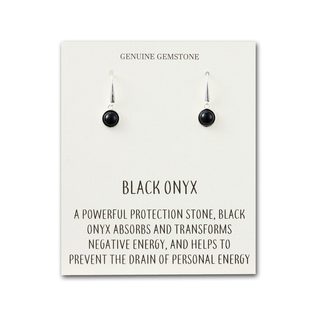 Black Onyx Drop Earrings with Quote Card - Philip Jones Jewellery