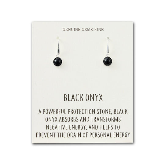 Black Onyx Drop Earrings with Quote Card - Philip Jones Jewellery