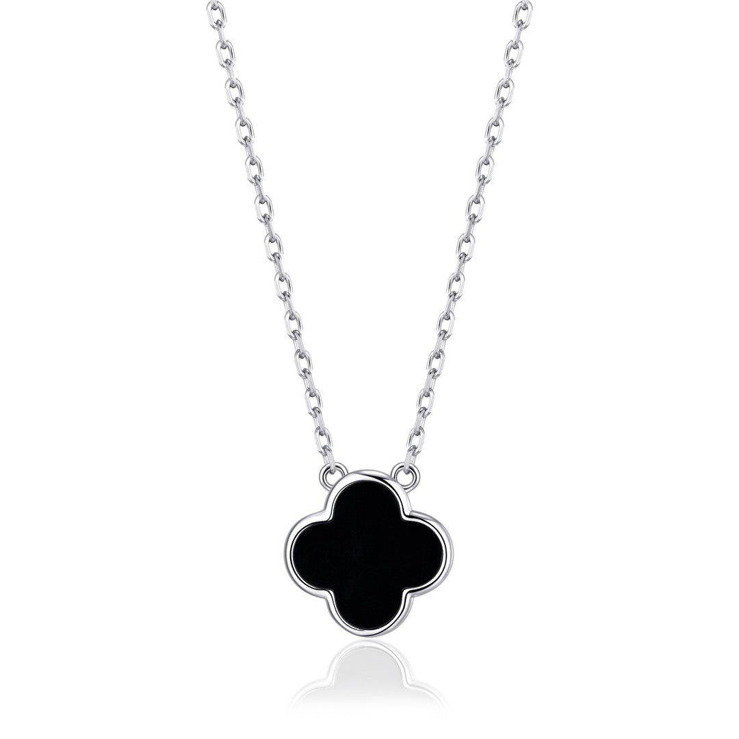 Black Onyx Gemstone Clover Necklace - Philip Jones Jewellery