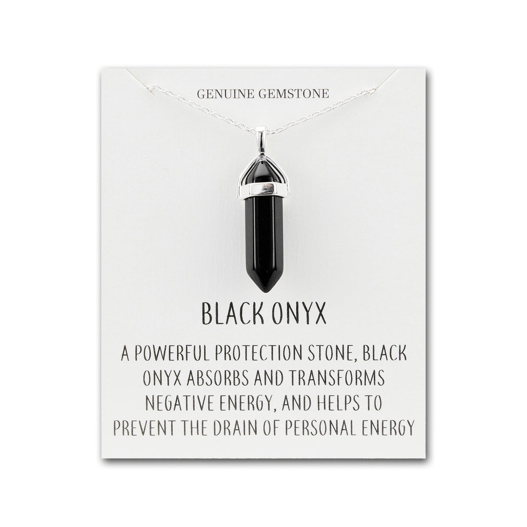 Black Onyx Gemstone Necklace with Quote Card - Philip Jones Jewellery
