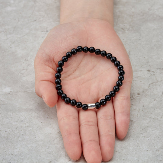 Black Onyx Gemstone Stretch Bracelet for Women - Philip Jones Jewellery