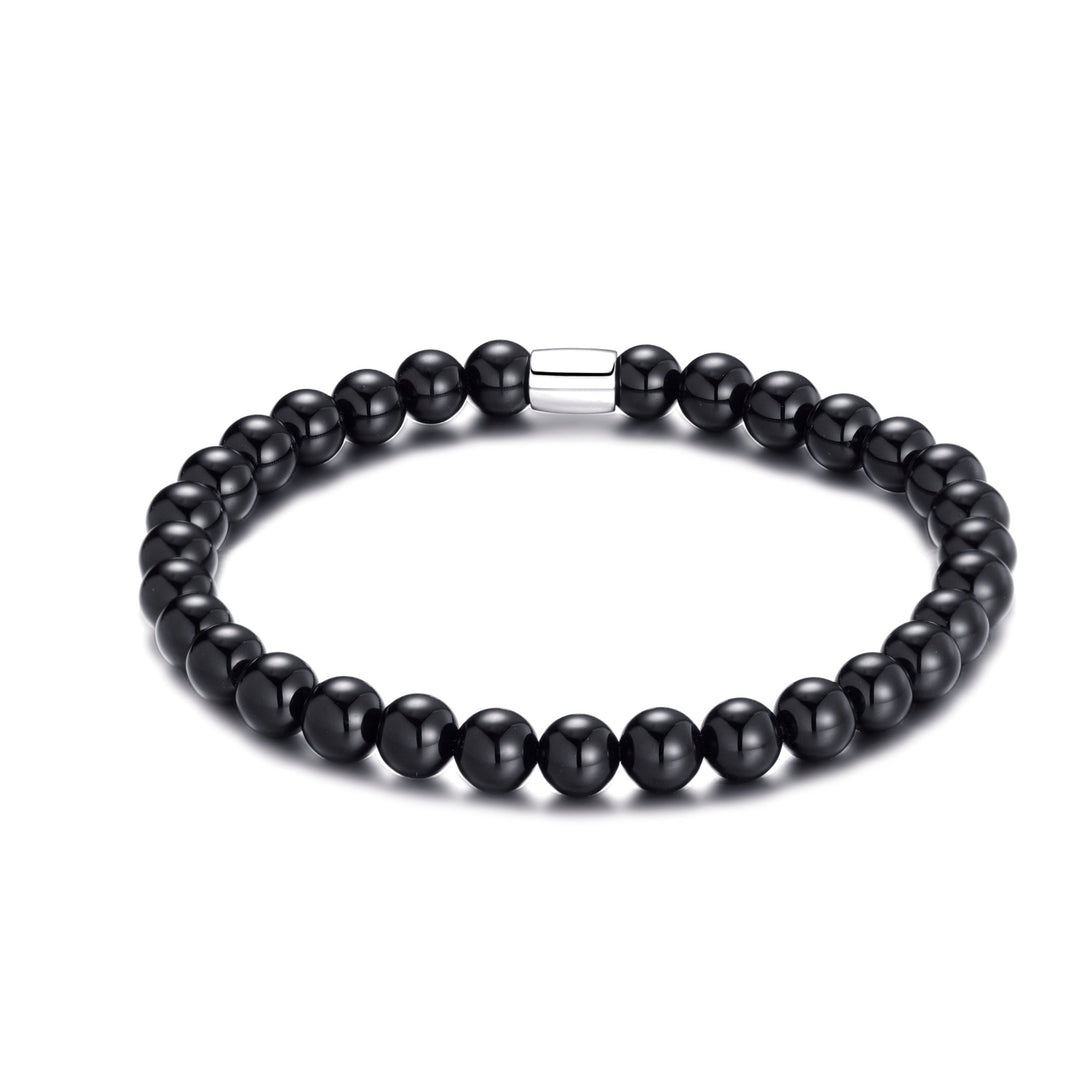 Black Onyx Gemstone Stretch Bracelet for Women - Philip Jones Jewellery