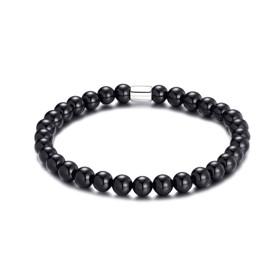 Black Onyx Gemstone Stretch Bracelet for Women - Philip Jones Jewellery