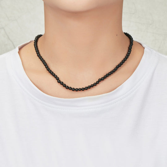 Black Onyx Mini Beaded Gemstone Necklace - Philip Jones Jewellery