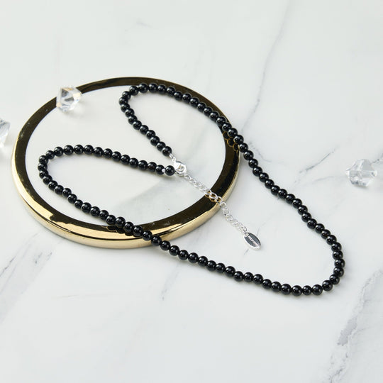Black Onyx Mini Beaded Gemstone Necklace - Philip Jones Jewellery