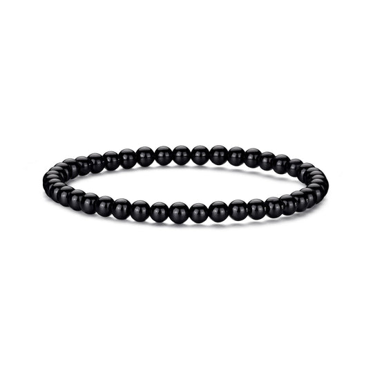 Black Onyx Mini Beaded Gemstone Stretch Bracelet - Philip Jones Jewellery