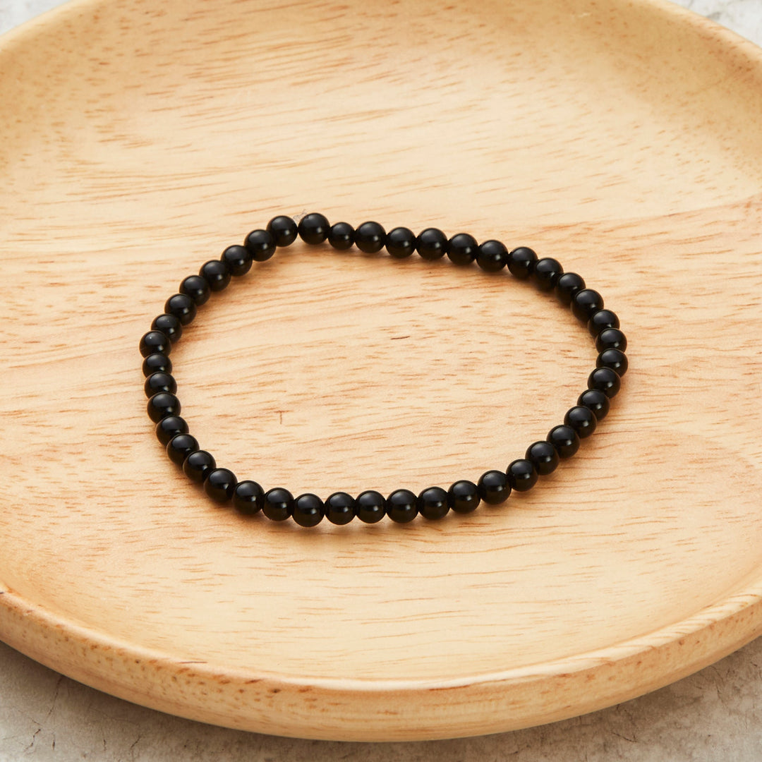 Black Onyx Mini Beaded Gemstone Stretch Bracelet - Philip Jones Jewellery