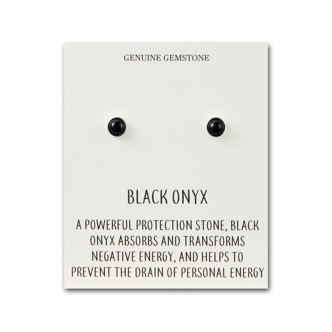 Black Onyx Stud Earrings with Quote Card - Philip Jones Jewellery