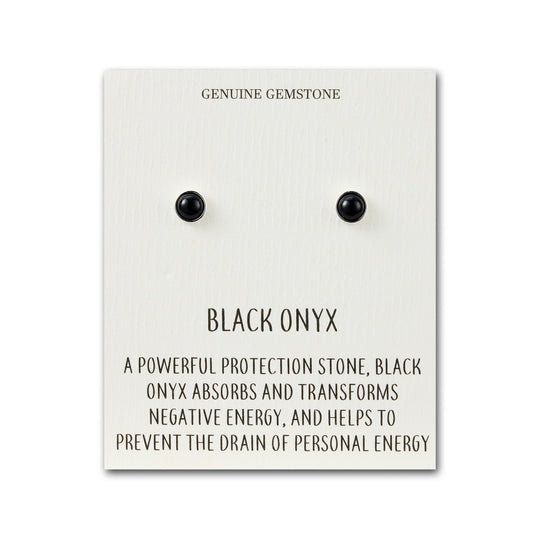 Black Onyx Stud Earrings with Quote Card - Philip Jones Jewellery