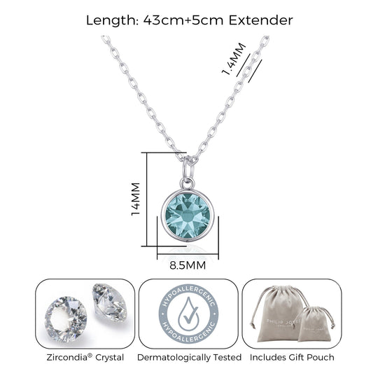 Blue Crystal Necklace Created with Zircondia® Crystals - Philip Jones Jewellery