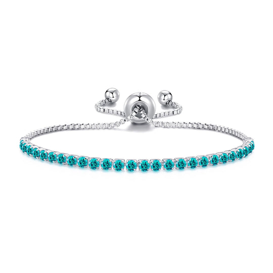 Blue Tennis Friendship Bracelet Created with Zircondia® Crystals - Philip Jones Jewellery