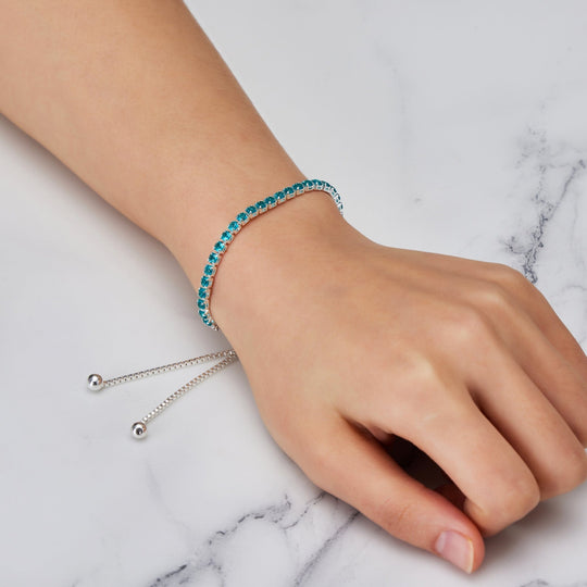 Blue Tennis Friendship Bracelet Created with Zircondia® Crystals - Philip Jones Jewellery