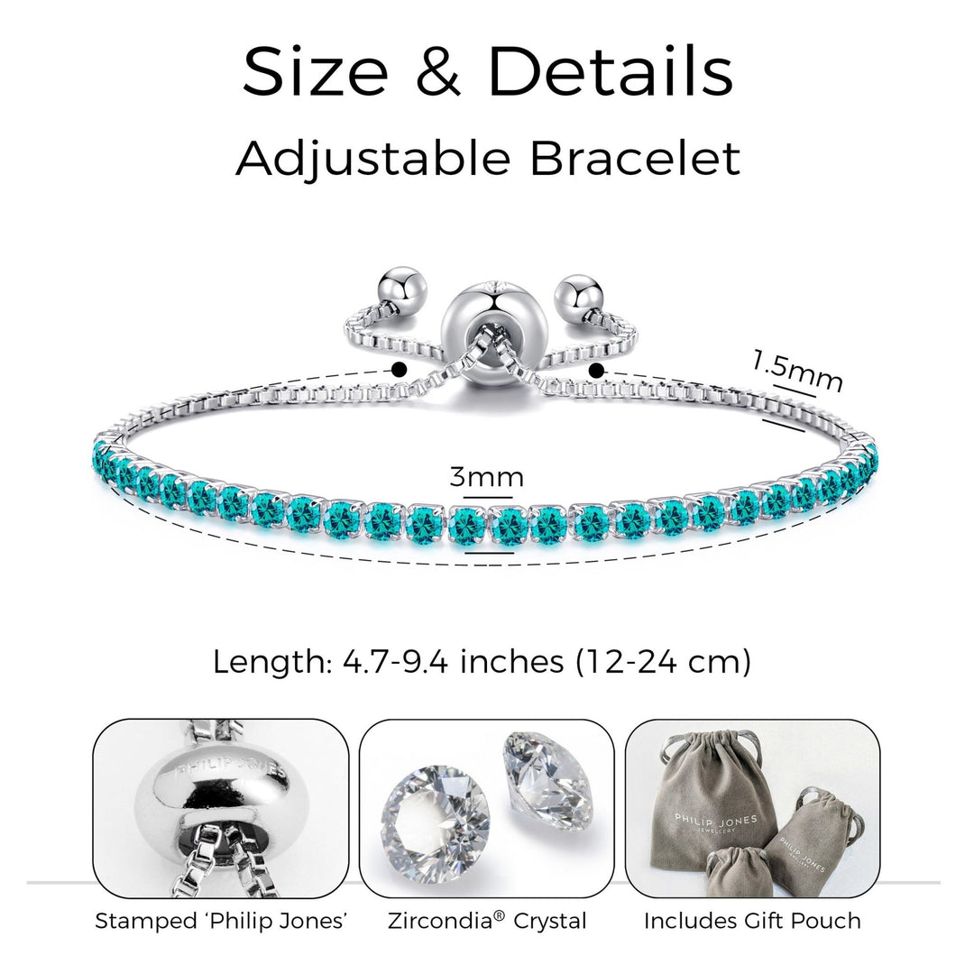 Blue Tennis Friendship Bracelet Created with Zircondia® Crystals - Philip Jones Jewellery