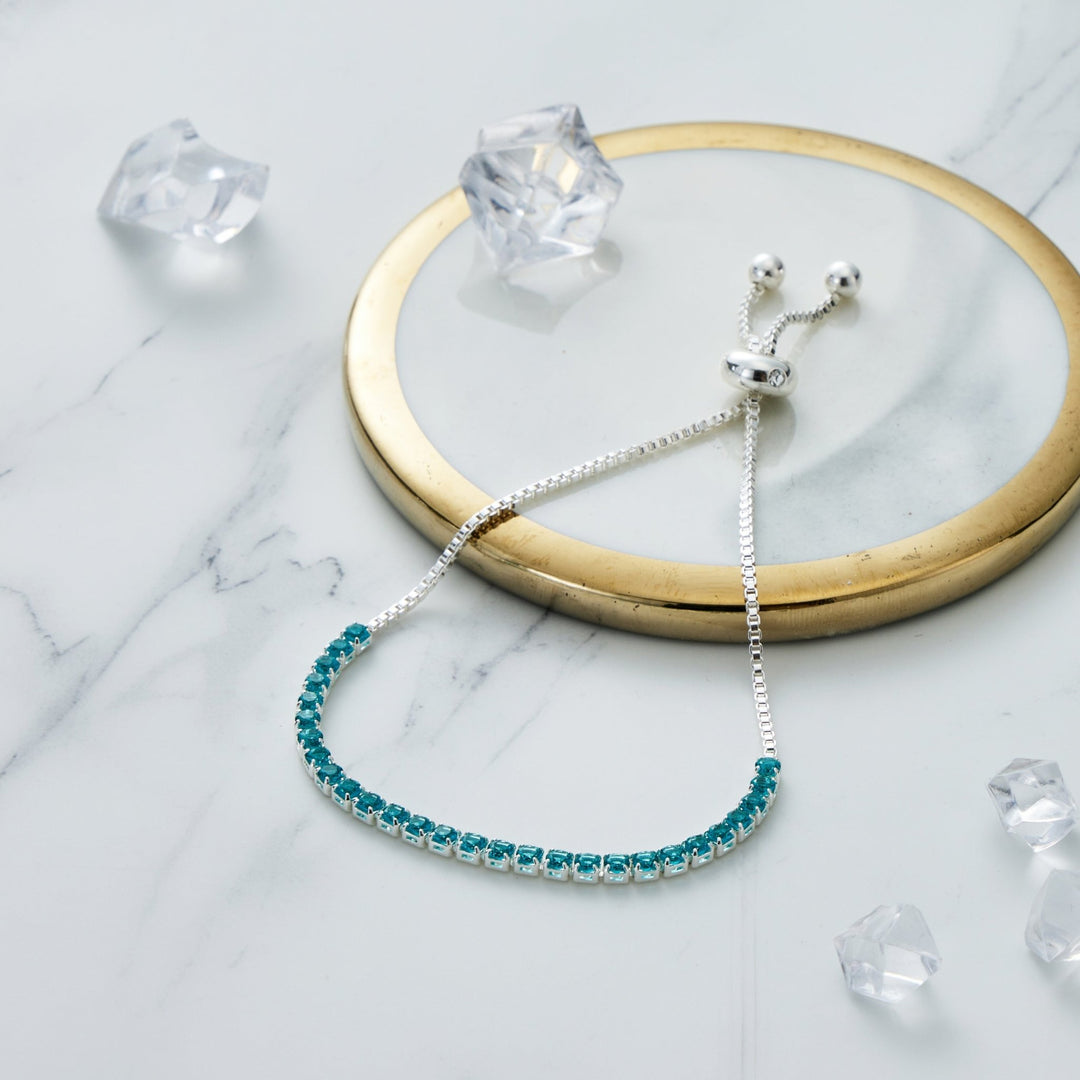 Blue Tennis Friendship Bracelet Created with Zircondia® Crystals - Philip Jones Jewellery