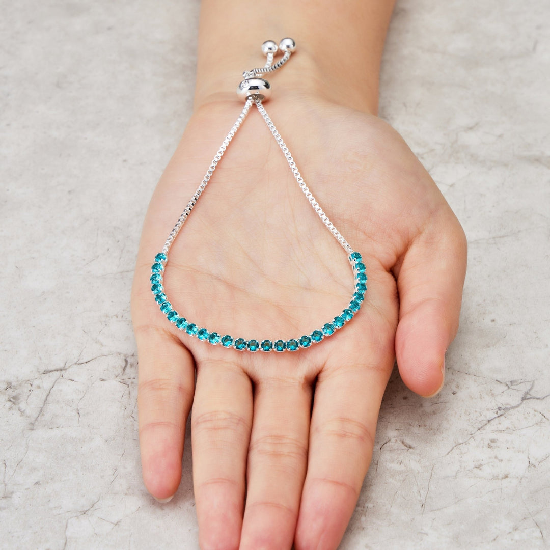 Blue Tennis Friendship Bracelet Created with Zircondia® Crystals - Philip Jones Jewellery