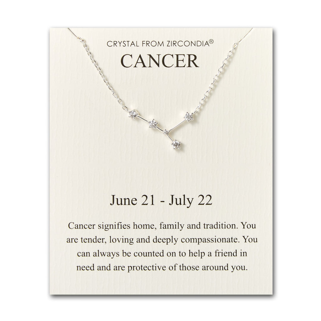 Cancer Star Sign Zodiac Constellation Necklace and Quote Card with Zircondia® Crystals - Philip Jones Jewellery