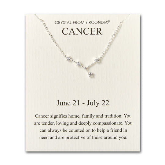 Cancer Star Sign Zodiac Constellation Necklace and Quote Card with Zircondia® Crystals - Philip Jones Jewellery