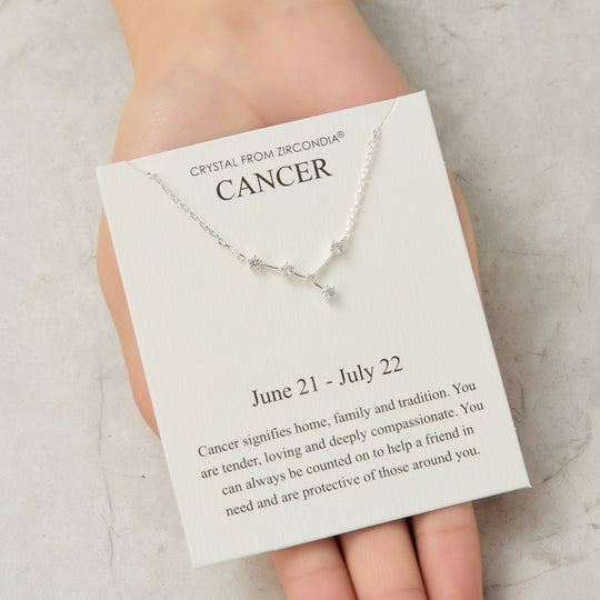 Cancer Star Sign Zodiac Constellation Necklace and Quote Card with Zircondia® Crystals - Philip Jones Jewellery