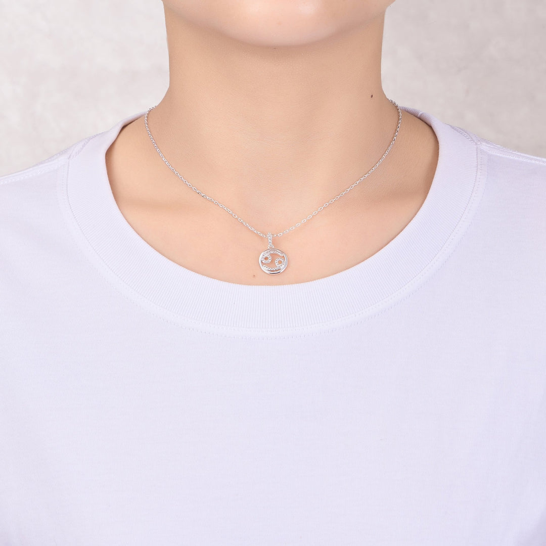 Cancer Star Sign Zodiac Necklace with Zircondia® Crystals - Philip Jones Jewellery