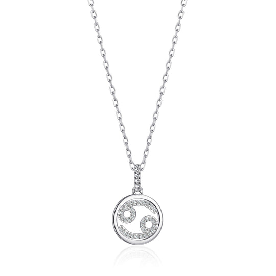 Cancer Star Sign Zodiac Necklace with Zircondia® Crystals - Philip Jones Jewellery
