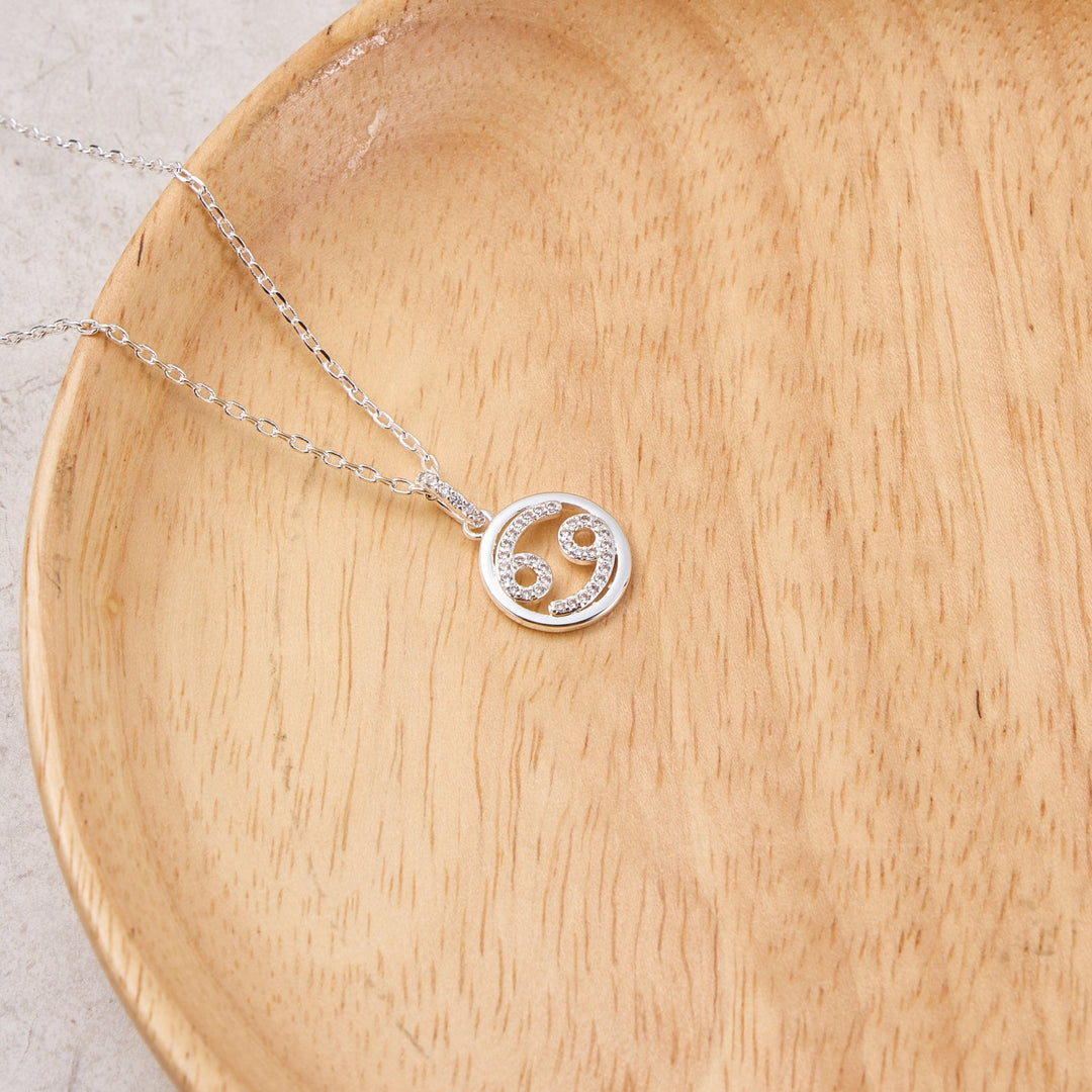 Cancer Star Sign Zodiac Necklace with Zircondia® Crystals - Philip Jones Jewellery