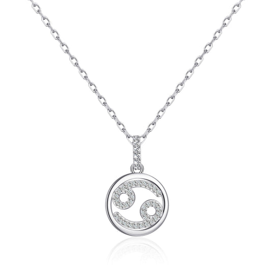 Cancer Star Sign Zodiac Necklace with Zircondia® Crystals - Philip Jones Jewellery