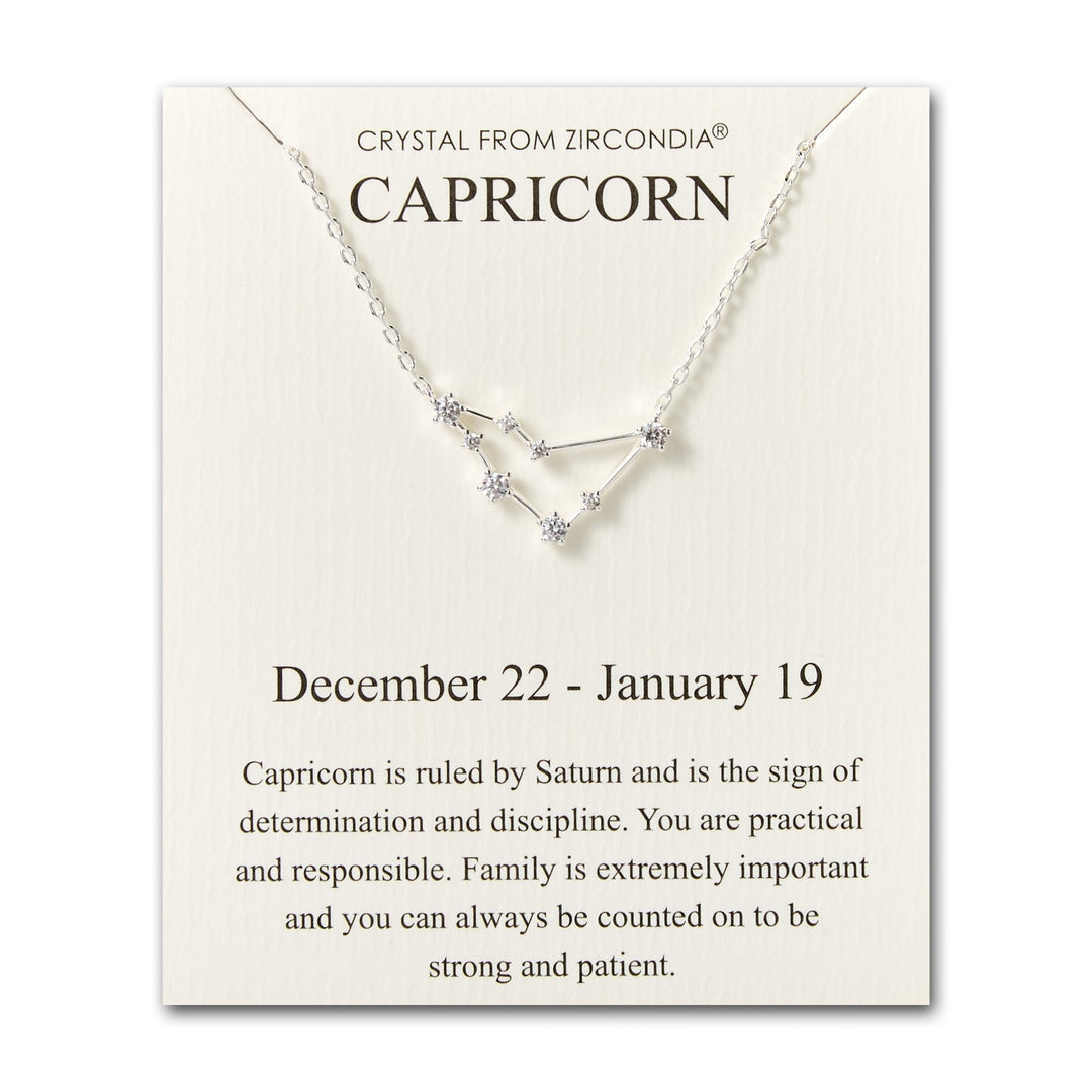 Capricorn Star Sign Zodiac Constellation Necklace and Quote Card with Zircondia® Crystals - Philip Jones Jewellery