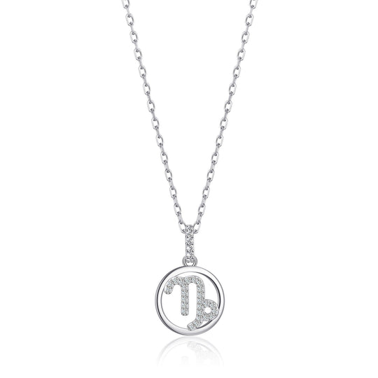 Capricorn Star Sign Zodiac Necklace with Zircondia® Crystals - Philip Jones Jewellery
