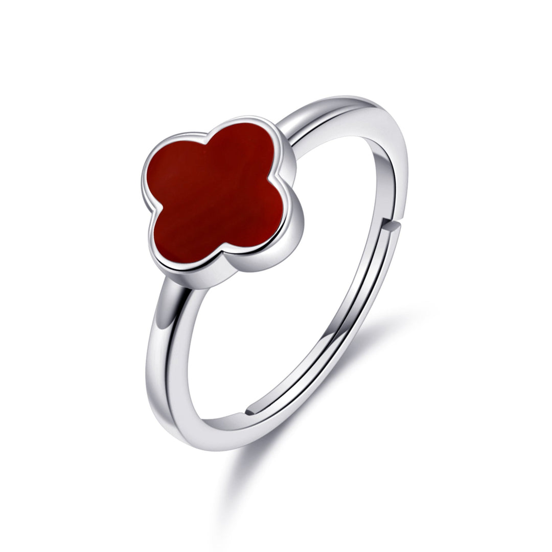 Carnelian Gemstone Adjustable Clover Ring - Philip Jones Jewellery