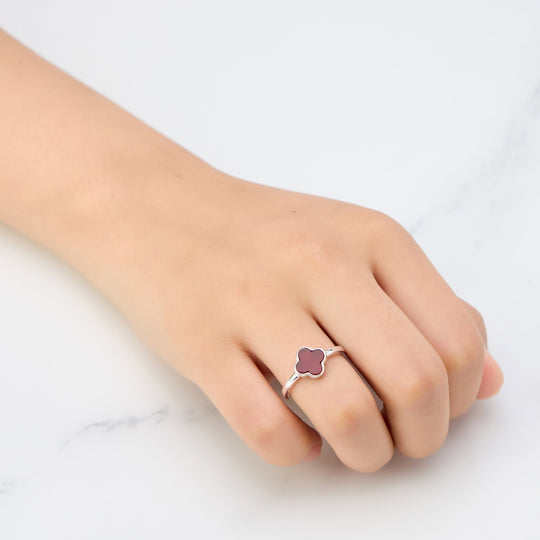 Carnelian Gemstone Adjustable Clover Ring - Philip Jones Jewellery