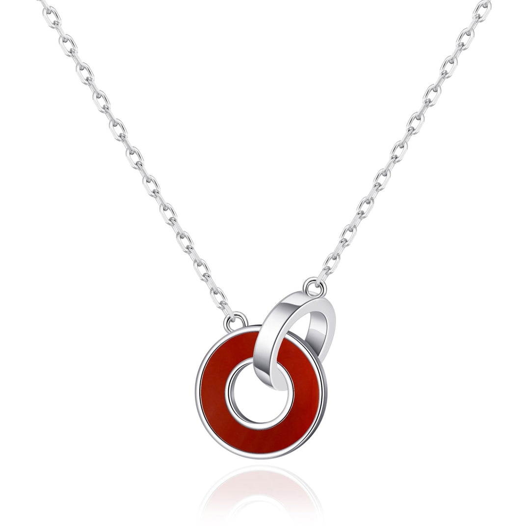 Carnelian Gemstone Circle Link Necklace - Philip Jones Jewellery