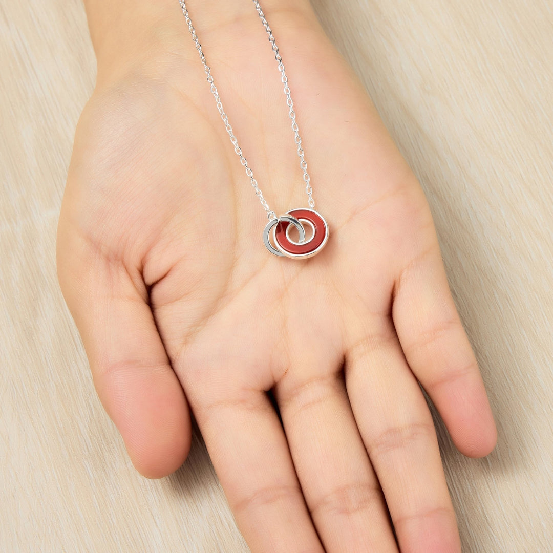 Carnelian Gemstone Circle Link Necklace - Philip Jones Jewellery
