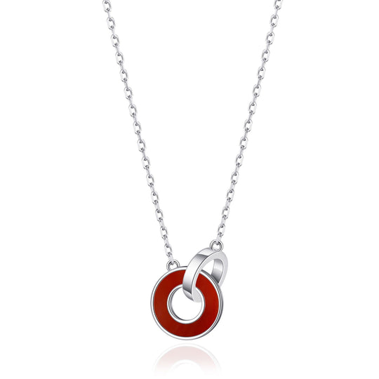 Carnelian Gemstone Circle Link Necklace - Philip Jones Jewellery