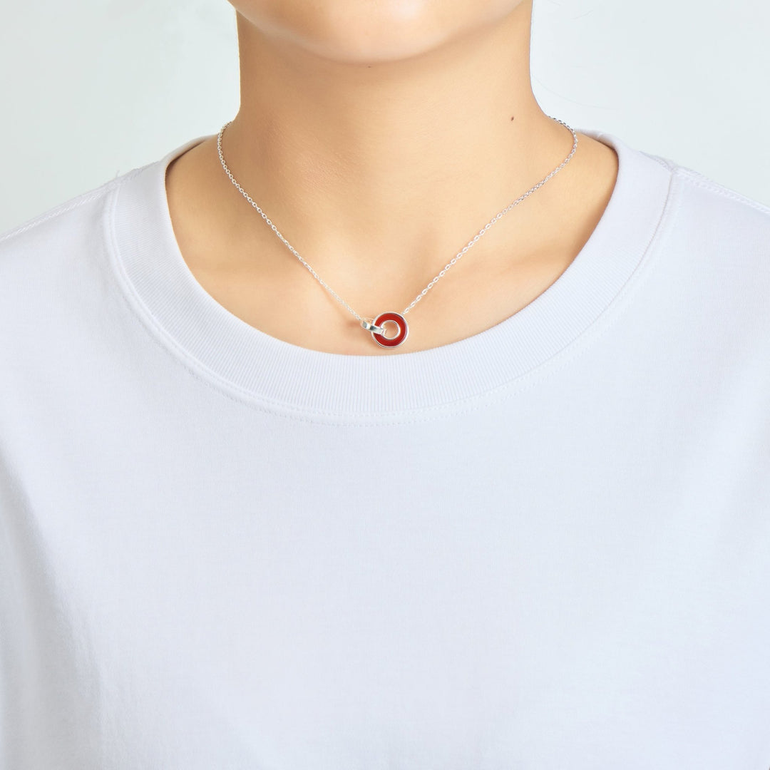 Carnelian Gemstone Circle Link Necklace - Philip Jones Jewellery