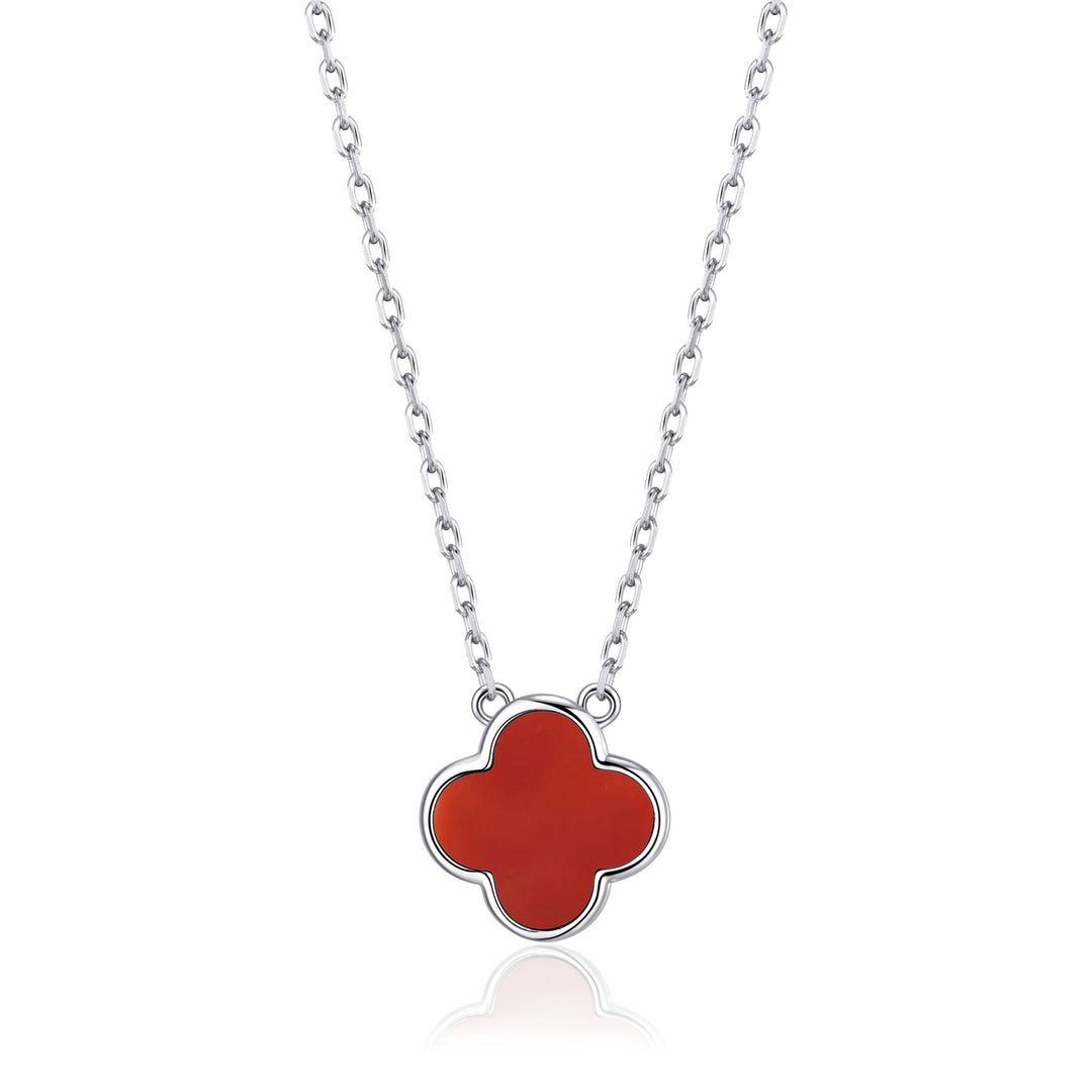 Carnelian Gemstone Clover Necklace - Philip Jones Jewellery