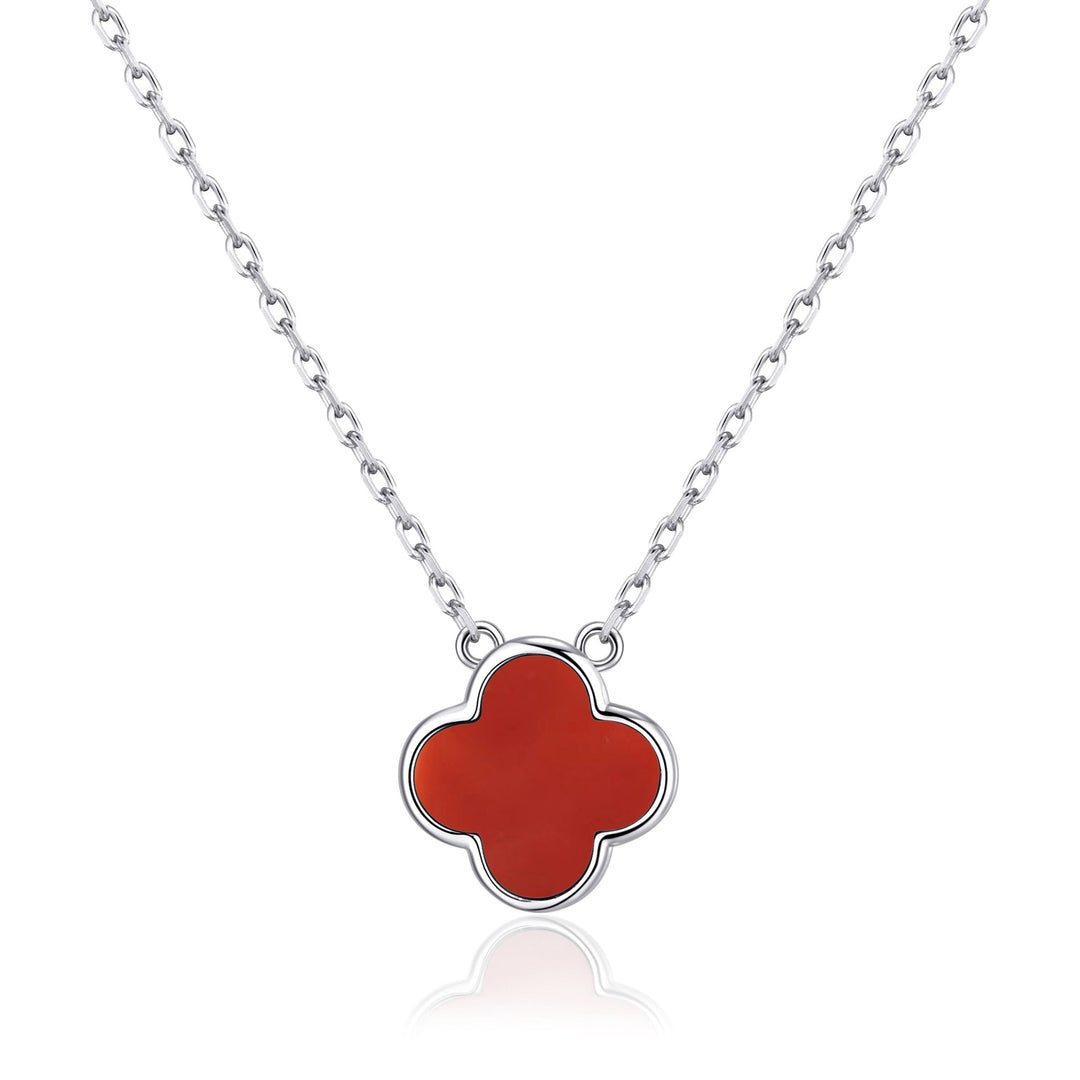 Carnelian Gemstone Clover Necklace - Philip Jones Jewellery