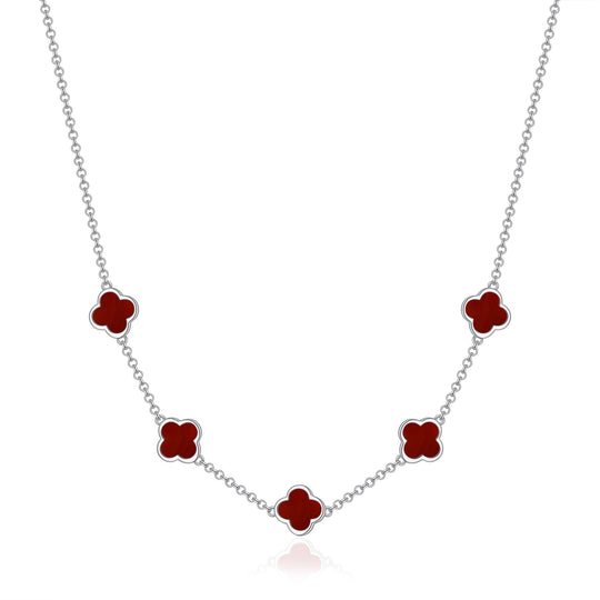 Carnelian Gemstone Multi Clover Necklace - Philip Jones Jewellery