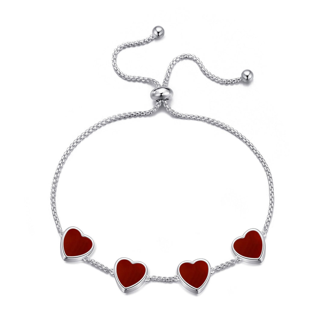 Carnelian Gemstone Multi Heart Friendship Bracelet - Philip Jones Jewellery