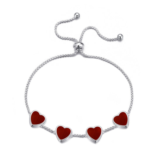 Carnelian Gemstone Multi Heart Friendship Bracelet - Philip Jones Jewellery